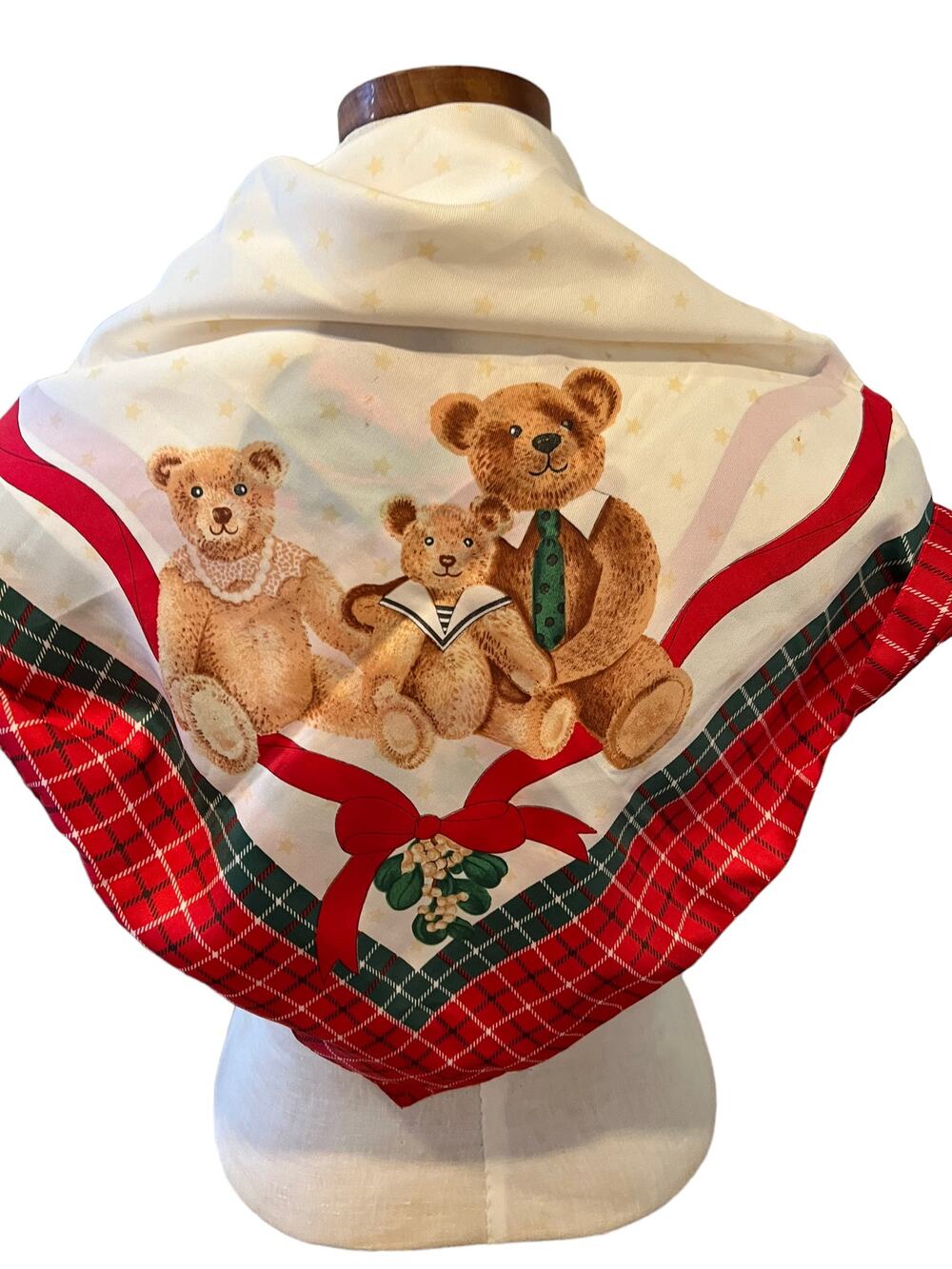 Vintage Avon Teddy Bear Christmas scarf